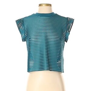 & Other Stories Teal Structured Stripe Top